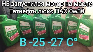 Неудачная попытка запуска двигателя с моторным маслом Татнефть Люкс ПАО 0w30 в мороз -25С