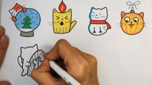 Наклейки КОТИКИ/рисунки для наклеек/милые наклейки на новый год/новогодние рисунки