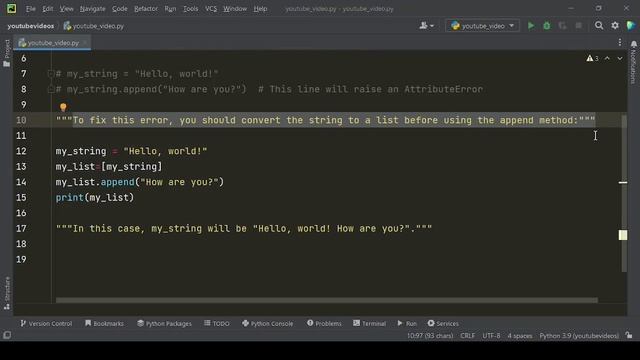 "Fixing 'AttributeError' in Python: 'str' object has no attribute 'append'"