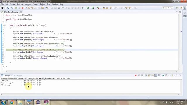 How to add hour, min, Sec to the time using plus methods of OffsetTime Class?
