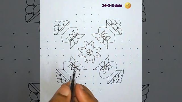 Pongal pot Kolam 2021| 14-2-2 dots Kolam| Js Unique Crafts