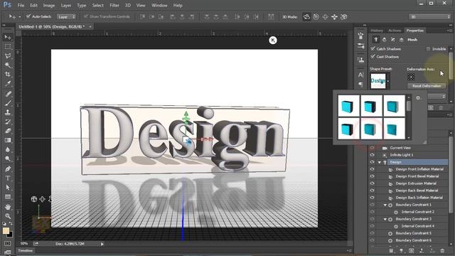 Как сделать объемный 3D текст в Photoshop CC