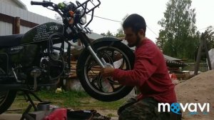 МОПЕД АЛЬФА 110 см3. Замена стандартной покрышки переднего колеса на Альфе 2,25 на 2,75