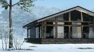 одноэтажный фахверковый дом с панорамным остеклением-его можно построить в любое время в любом мест