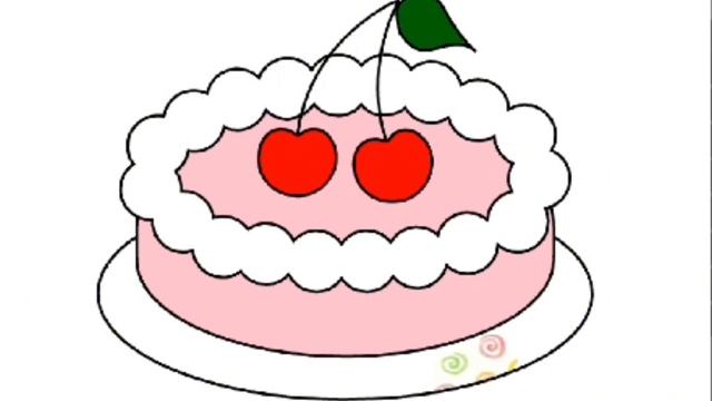 How to draw a cute "Cherry Cake"?? Easy to draw for Kid's?? Drawing, Coloring, Painting for Kid's♥️