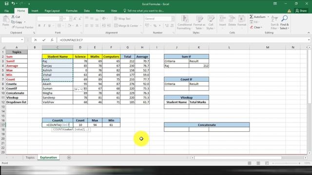 Excel Basic Formulas - Top 10 most used formulas in excel. Most used formulas in excel tutorial 202