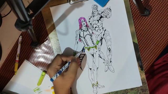 Time lapse sketch of The Villain in JoJo part 5 Diavolo and his stand King Crimson смотреть онлайн