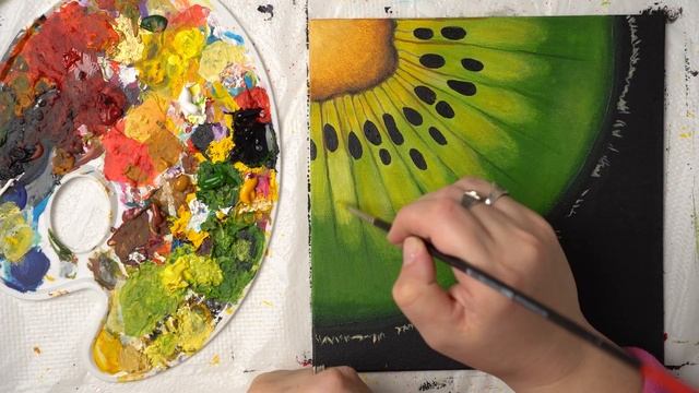 The Sectional Slice Kiwi - Acrylic painting / Homemade Illustration (4k) смотреть онлайн