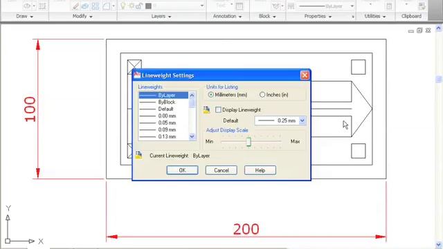 Line wide Tool LWT in AutoCad 2010 0309.