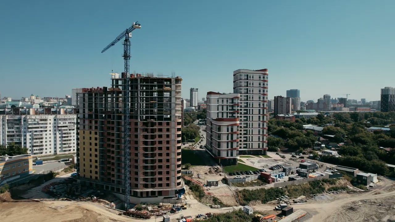 Квартал "Беринг" в Новосибирске - Ход строительства Август 2023 смотреть онлайн