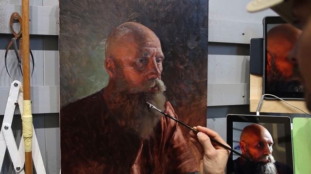 PAINTING a PORTRAIT in OILS - How I paint BEARDS! смотреть онлайн