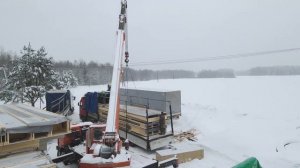 Одноэтажный дом из клееного бруса. Сборка дома за 10 дней.