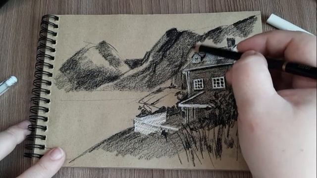 ПЕЙЗАЖ / LANDSCAPE / Рисую угольным карандашом / День 14 смотреть онлайн