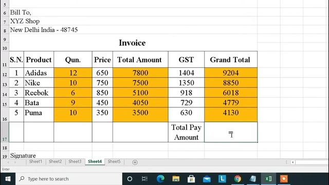 Excel Total Formula | Excel Total Sum Formulas | Excel Multiple Amount Total Formula