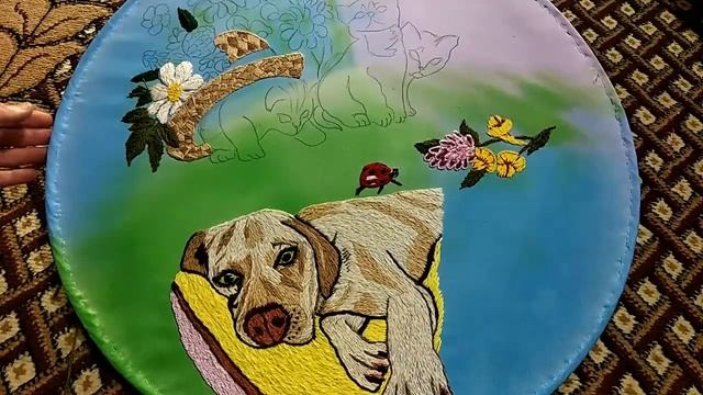Поэтапная вышивка гладью / Котята под шляпой / процесс вышивки - Hand Embroidery