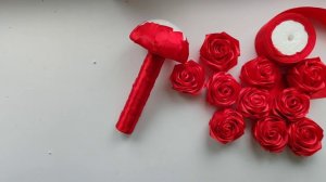 Свадебный букет из роз из атласной ленты своими руками