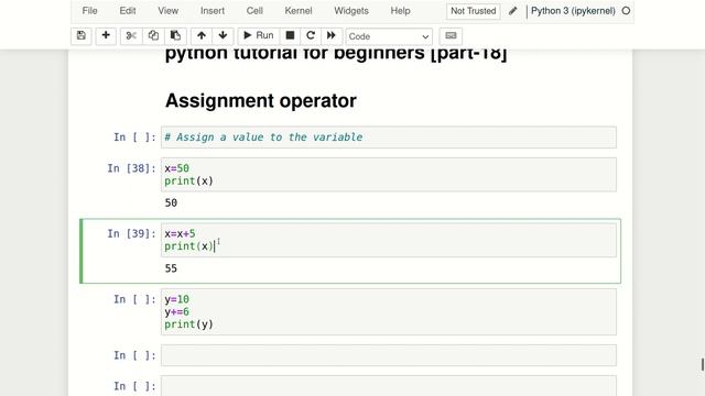 Learn Assignment Operations in python for beginners.