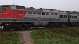 Поезд-призрак или 2ТЭ116 на станции Кингисепп Октябрьской железной дороги.