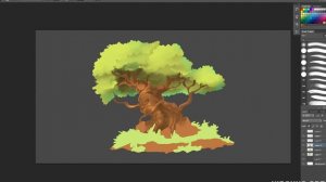 2d game asset(tree) speed Painting in photoshop