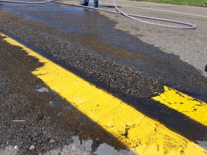 Удаление дорожной разметки высоким давлением воды (демаркировка).