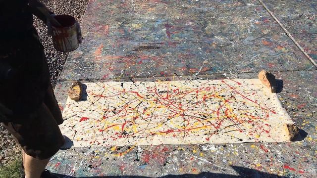 Medium Sized Jackson Pollock Painting Tutorial on Cotton Canvas