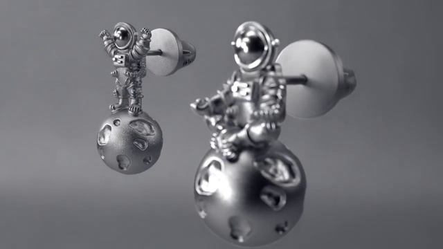 Оригинальные и стильные серебряные серьги астронавты на луне ASTRO DREAMERS смотреть онлайн