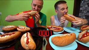 10 ХОТ ДОГОВ ЗА 3 МИНУТЫ. ОСТРЫЕ ХОТ-ДОГИ КТО БЫСТРЕЕ СЪЕСТ