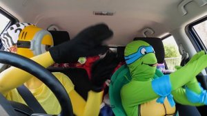 Superheroes Surprise Happy Dog With Dancing Car Ride