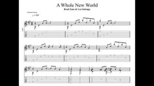 Brad Zane & Lea Salonga: A Whole New World with tablature/sheet music for solo fingerstyle guitar