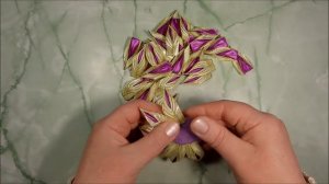 Красивые цветы канзаши из узкой ленты 0,6 см, лепесток "косичка", МК Лерита /DIY