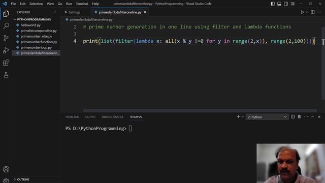 Prime Number in Python using Filter and Lambda Functions