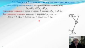 ТММ - 5.3 Кинематический анализ. Теорема Архимеда для кулисного механизма.wmv