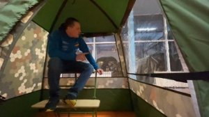 Установка мобильной бани МБ 10. Обзор палатки Мобиба