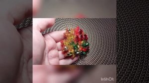 Брошь своими руками из бисера, рубки и кристаллов ❤️ Кленовый лист ❤️