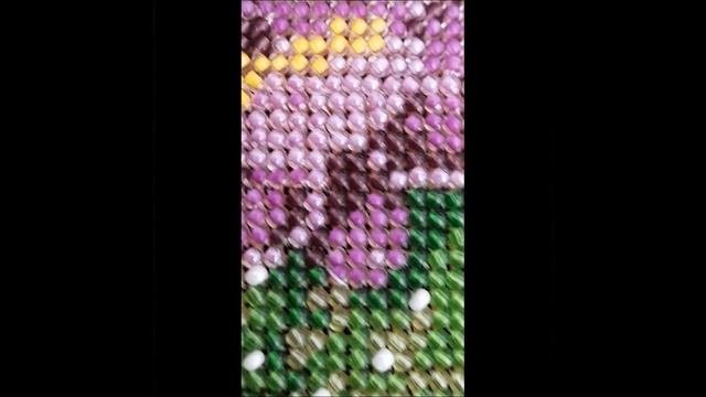 Вышивка бисером на деревянной основе Кактус с цветком (короткое видео)