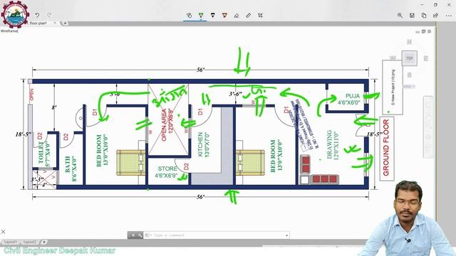 19 X 56 feet House Plan | घर का नक्शा 19 फ़ीट X 56 फ़ीट | Ghar ka Naksha смотреть онлайн
