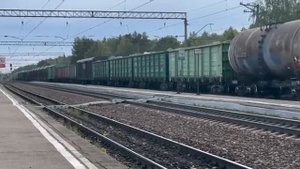 Электровоз вл11.8-615а/615б с грузовым поездом проследует ст. Калуга-Сергиев скит(бывш. калуга-2)