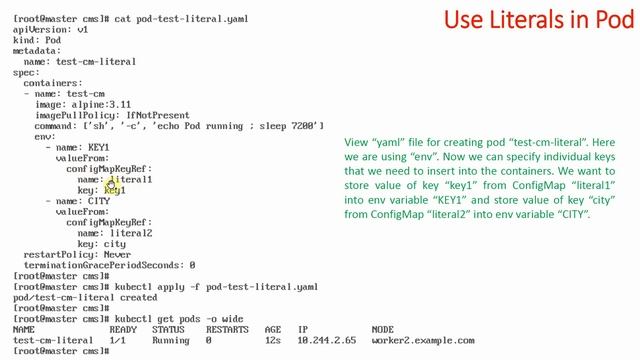 72 How to Create Kubernetes ConfigMap from Literal? | How to Use ConfigMap in Pod?