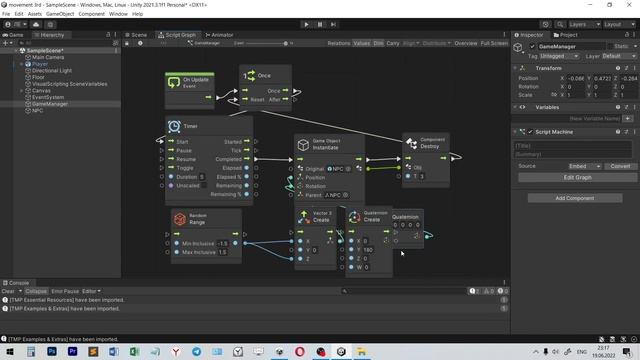 Как создать NPC в игре используя визуальное программирование | Unity Visual Scripting
