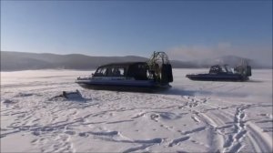 Зимние испытания аэролодок Север по заснеженным торосам