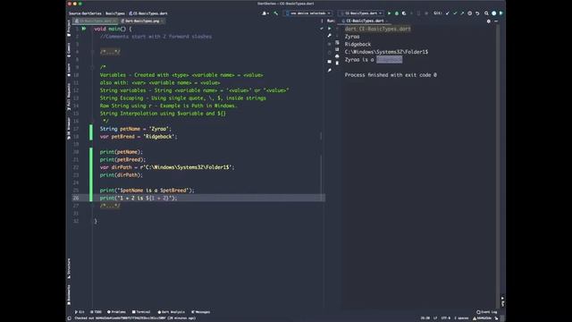 2-Dart Lang Basic | Types  & String Interpolation
