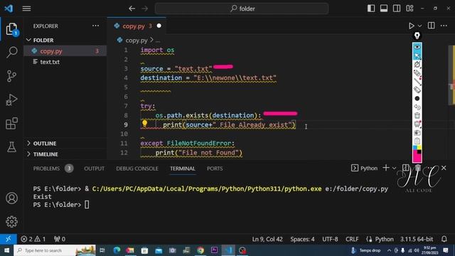 Copy and Move File in Python | Tutorial 35 | Python Tutorial in Hindi | Urdu  | Ali Code