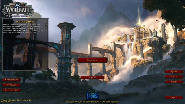 World of Warcraft Dragonflight Login Screen PrePatch Release 4k