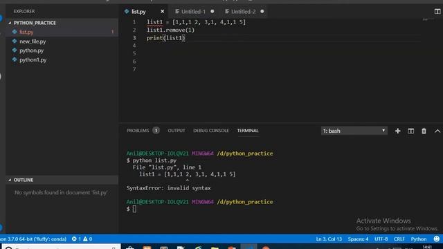 Remove() function In Python