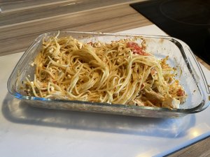 Рецепт, когда что - то  пошло не так) Спагетти с сыром Фета и Черри