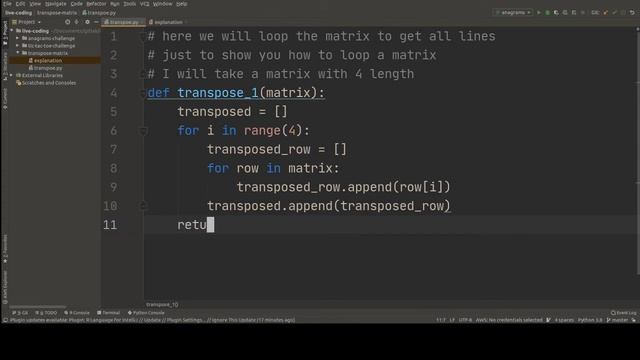 Python For Newbies : Transpose Matrix