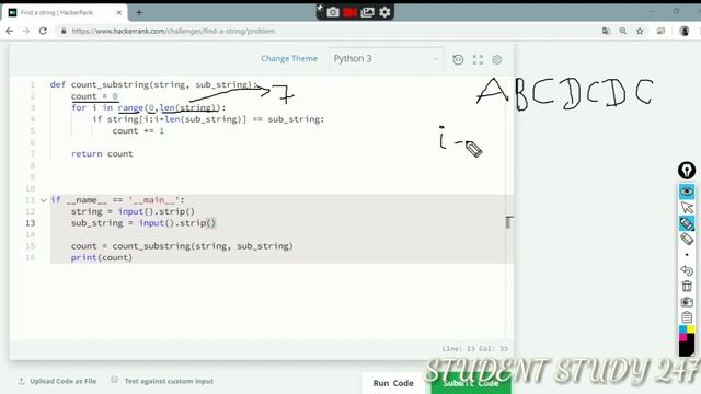 HackerRank problem16 || strings in python ||python with HackerRank solutions || Find a string