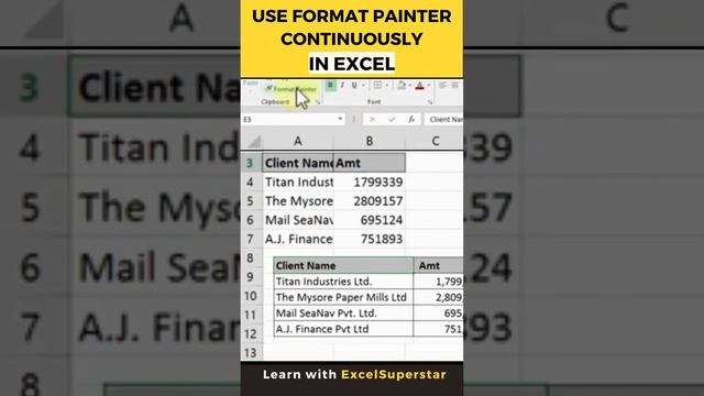 Excel Format Painter Continuously ?