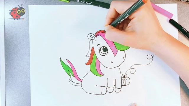 Как нарисовать милого единорога. | How to draw a cute unicorn | Super easy. смотреть онлайн