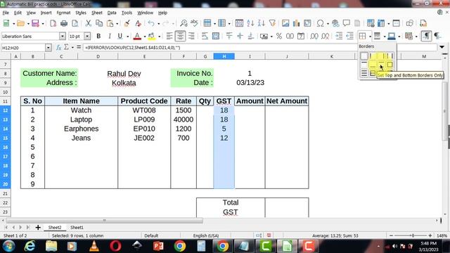 Fully ? Automatic Invoice in Calc | Create Invoice Bill in Calc | Libreoffice Calc